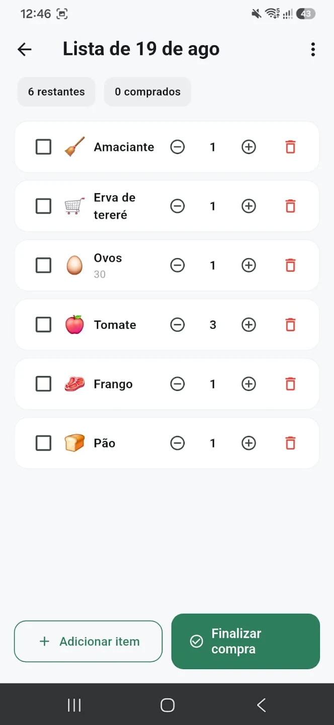 Shopping List app screenshot