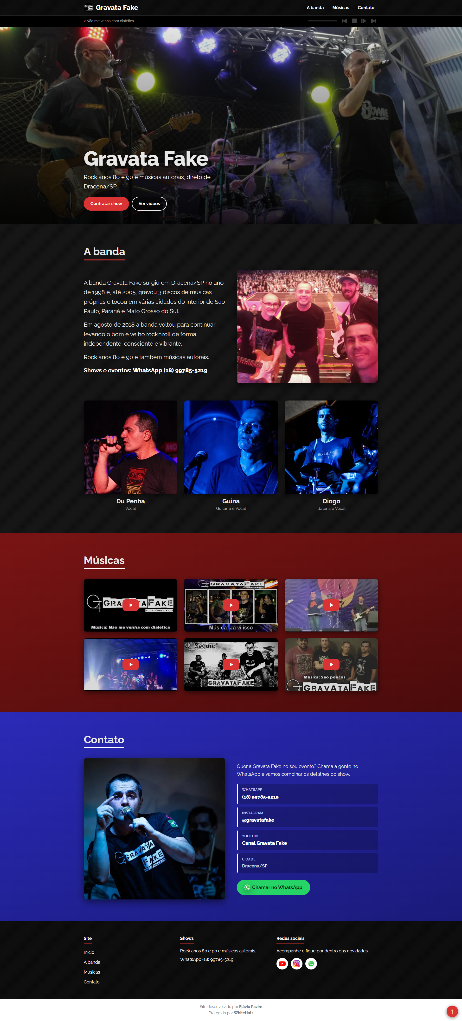 Official Gravata Fake band website homepage