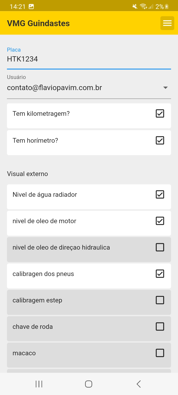 VMG Guindastes app screenshot